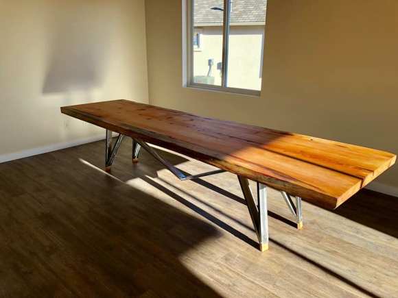Ponderosa Pine and steel table 11'8" x42" Claekdale,AZ